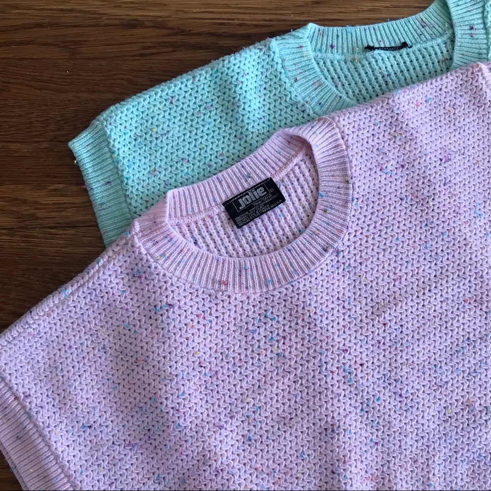 80s vintage sleeveless sweater pastel pink M L - Picture 7 of 7